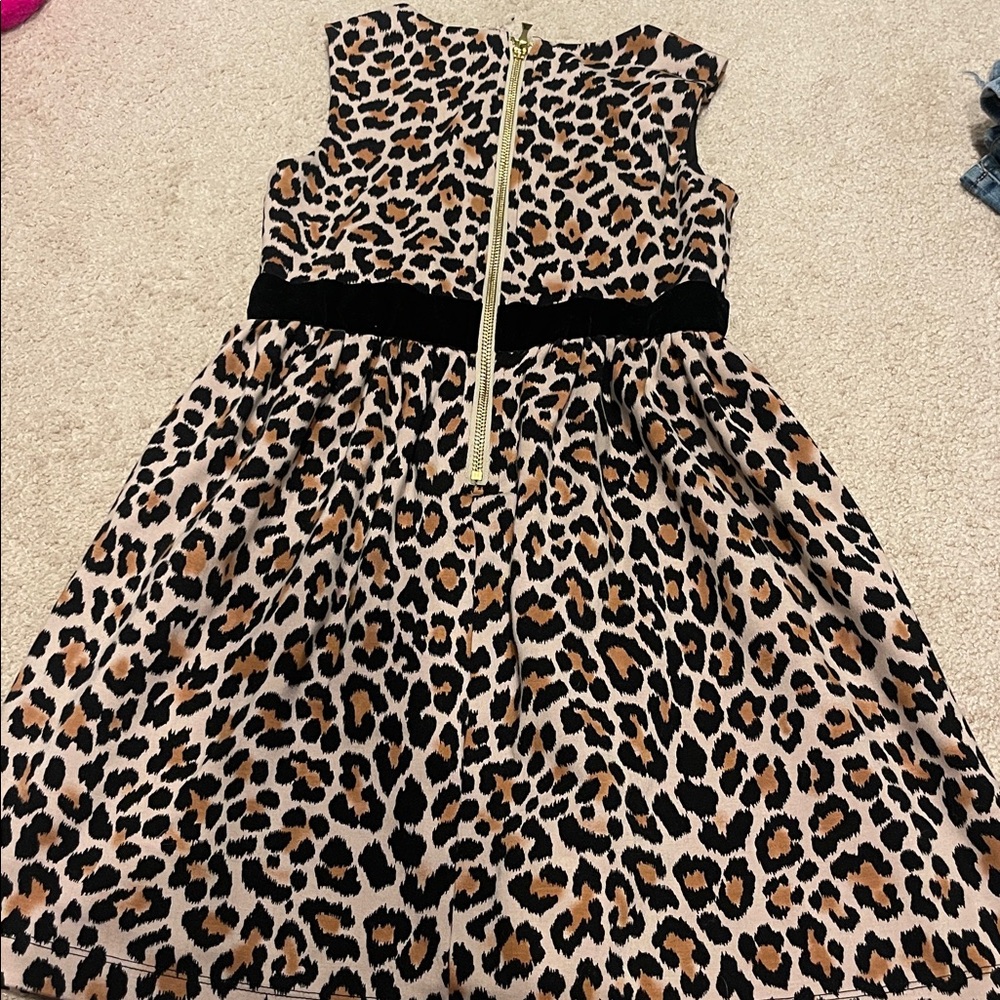 Kate spade Leopard Print velvet Dress with Red Flower Accent girls sz 10 - Picture 3 of 4